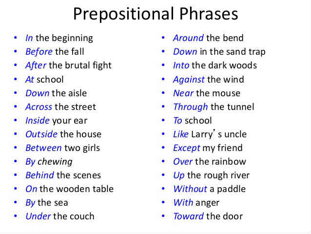 prepositional phrases