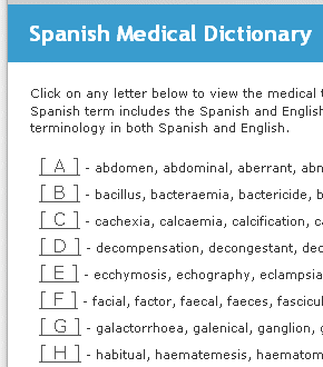 Spanish-English English-Spanish Medical Dictionary Snapshot
